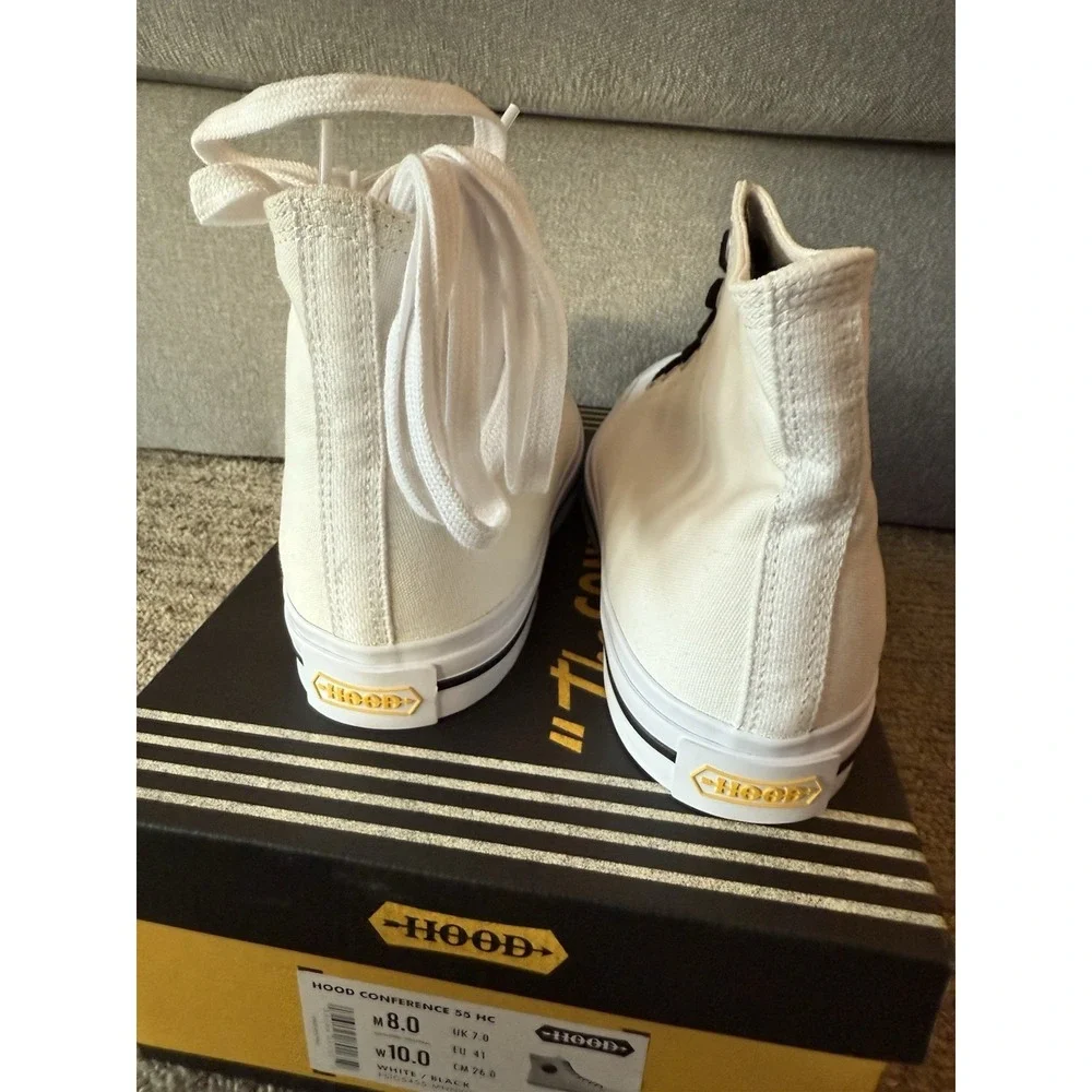 New Hoods Conference 55 HC ‎ White High Tops Mens 8 Women 10 White & Black